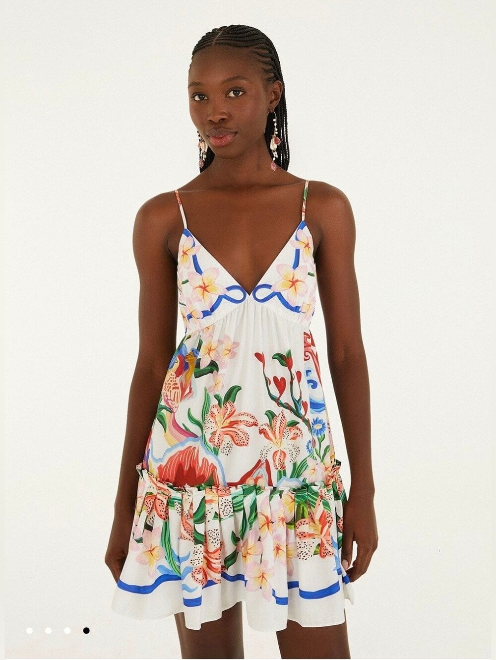 Off-White Garden Of Life Scarf Ruffled Mini Dress - Picture 2 of 4